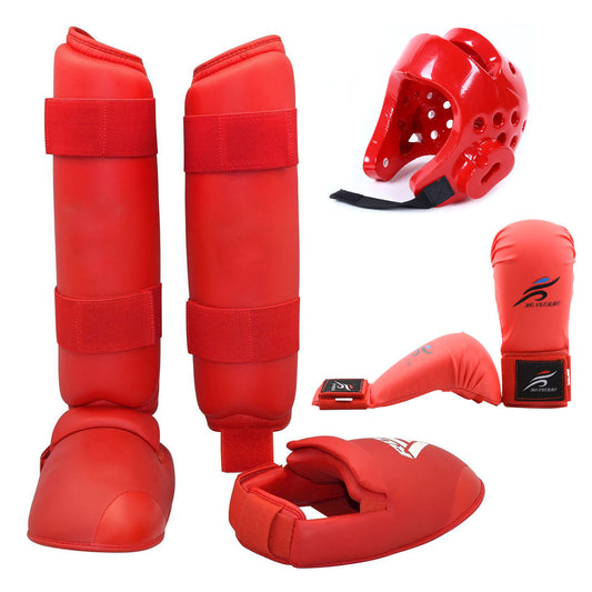 Boxing, kickboxing, complete set, Leg Guard, Helmet, Boxing Gloves Protective Gear